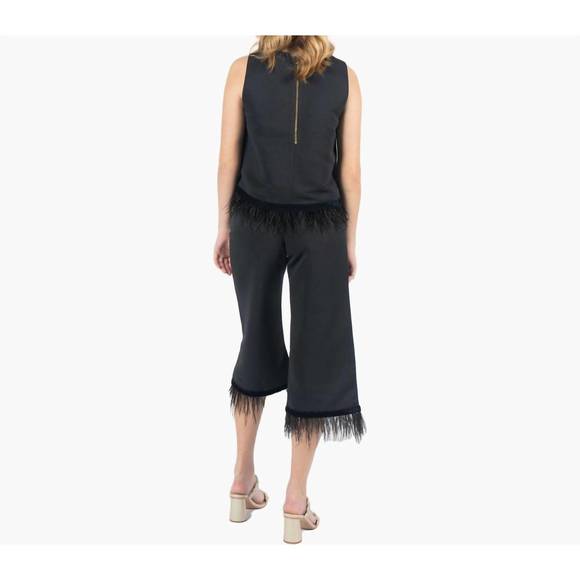 NEW EMILY MCCARTHY side zip feather fringe party pant in black - Picture 3 of 3